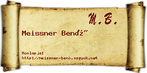 Meissner Benő névjegykártya